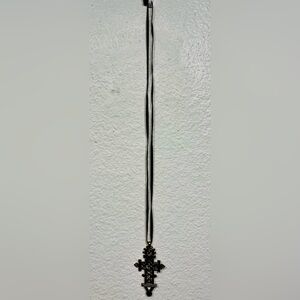 Vintage Brown & Gold-tone Cross Pendant Necklace
